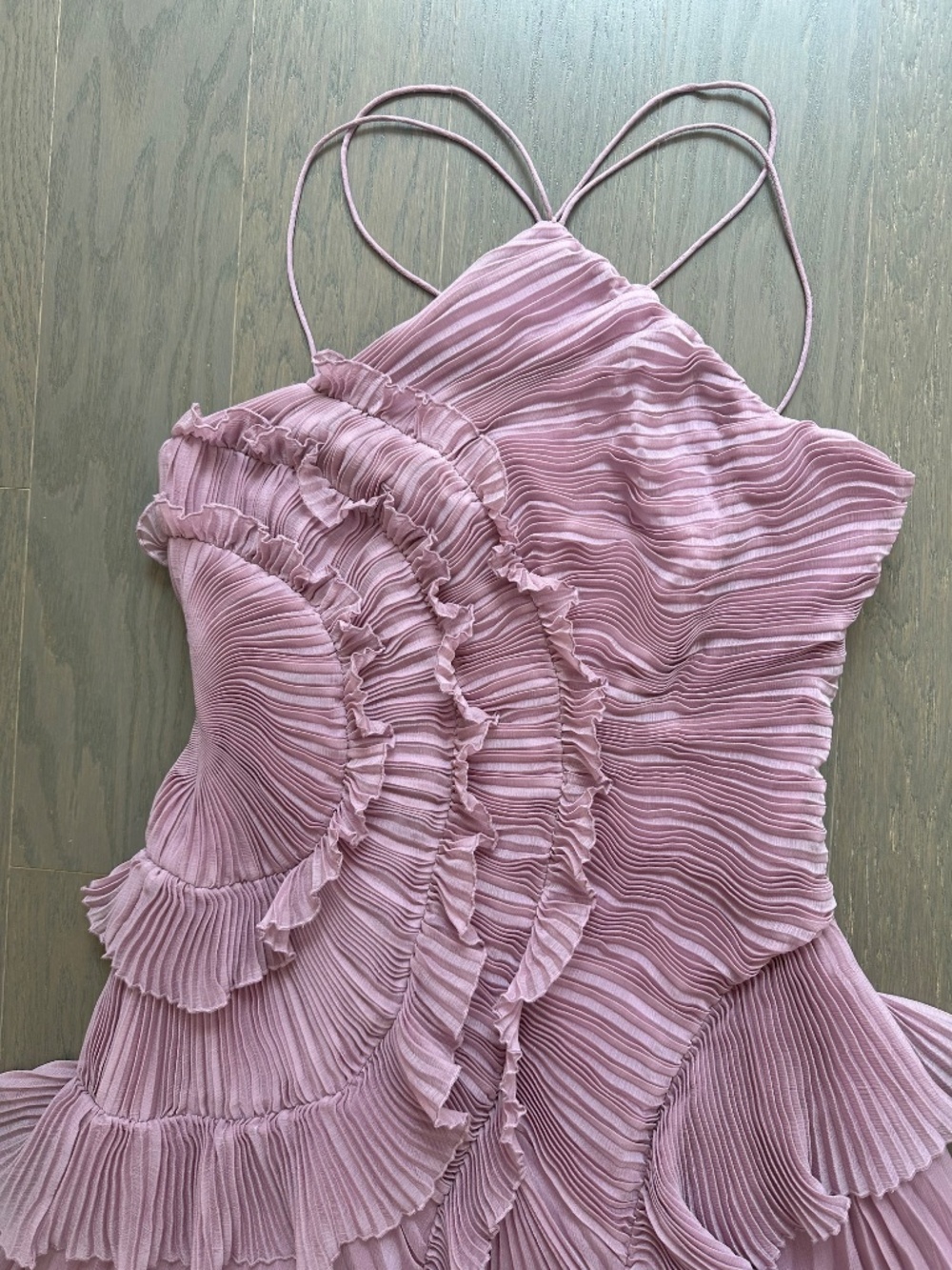 Amur Lorelie Lavender Ruffle Gown Dress Water Hyacinth Purple - Size 10 - Picture 8 of 13